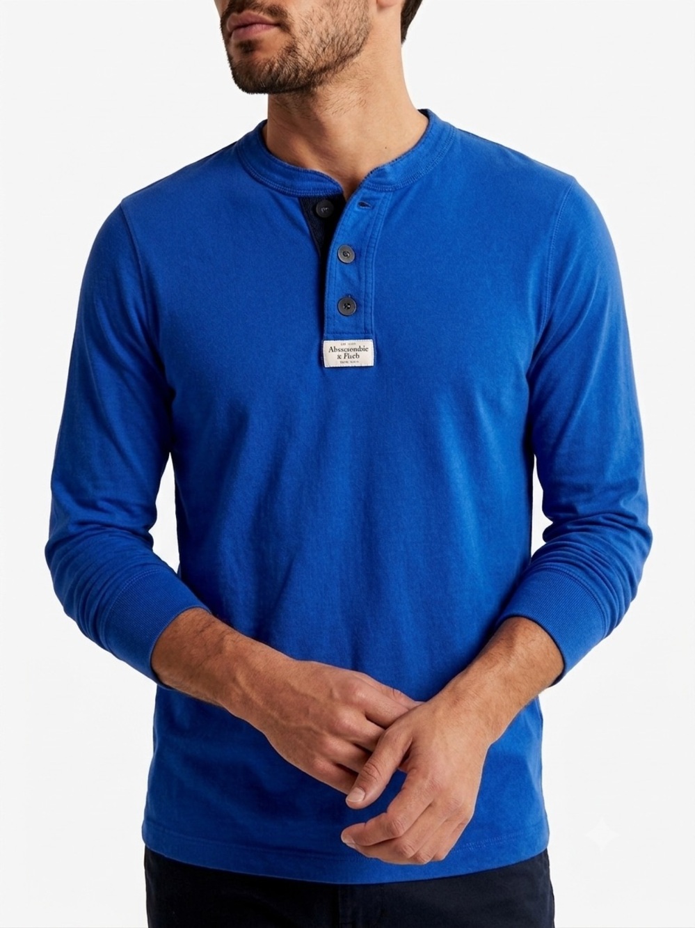 NWT Abercrombie & Fitch Men's Long-Sleeve Henley Shirt size Large